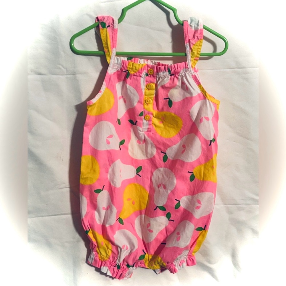 Carter's Pink and Yellow Summer Romper Jumpsuit Pretty in Pears sz 24 mo
